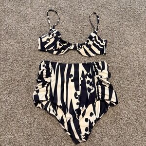 Juillet Swim bikini set Luisa bottom Ingrid top S black cream beach resort